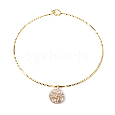 Brass with ABS Imitation Pearl Charm Bangles BJEW-Q350-05D-G-1