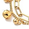 Bell and Round Ball Charm Multi-strand Bracelet BJEW-G639-26G-2