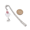 Mother's Day Theme Alloy Heart Pendant Bookmarks with Acrylic Butterfly AJEW-JK00254-3