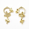 Brass Micro Pave Clear Cubic Zirconia Connector Charms KK-E068-VB073-1