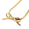 Ion Plating(IP) 304 Stainless Steel Bowknot Pendant Snake Chain Necklaces for Women NJEW-G142-01G-2