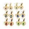 Heart with Horse Eye Enamel Drop Earrings for Her EJEW-C002-25G-RS-1