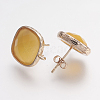Brass Micro Pave Cubic Zirconia Stud Earring Findings ZIRC-G123-02A-B-2