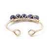 Copper Wire Wrapped Natural Lapis Lazuli Open Ring RJEW-JR00630-03-4
