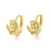 Cubic Zirconia Moon with Rabbit Hoop Earrings EJEW-E270-29G-1