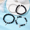 Natural Obsidian and Natural Lava Rock Bracelets Set for Women Men BJEW-JB11097-2