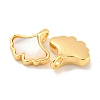 Natural Shell & Brass Gingko Leaf Charms KK-P275-06G-2