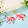 Brass Printing Acrylic Butterfly Dangle Stud Earrings EJEW-TA00674-4