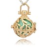 Golden Tone Brass Hollow Round Cage Pendants KK-J227-04G-1