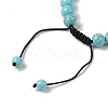8mm Round Natural Crackle Turquoise  Braided Bead Bracelets BJEW-C067-01B-10-4