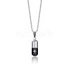 Two Tone 316L Stainless Steel Pill with Cross Urn Ashes Pendant Necklace with Cable Chains BOTT-PW0001-010PEB-1