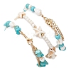 3Pcs 3 Styles Starfish Synthetic Magnesite & Turquoise Beaded Anklets AJEW-TA00030-5