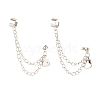 304 Stainless Steel Safety Chains Dangle Stud Earrings with Ear Cuff EJEW-JE04925-3