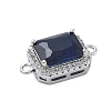 Rack Plating Brass Micro Pave Clear Cubic Zirconia Rectangle Connector Charms KK-A234-028P-02-2