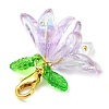 6Pcs 6 Colors Flower Acrylic Pendant Decorations HJEW-JM02719-01-5