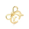 Hollow Bowknot Brass Open Cuff Rings for Women RJEW-G343-21G-4