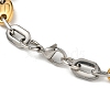 Ion Plating(IP) Two Tone 304 Stainless Steel Oval Link Chain Bracelet BJEW-B078-49GP-3