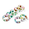 Transparent Resin Leaf Finger Ring for Women RJEW-T022-021-2