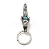 Tibetan Style 316 Surgical Stainless Steel Fittings with 304 Stainless Steel Key Ring with Synthetic Turquoise FIND-Q101-13AS-1