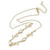 Brass Pave Cubic Zirconia Rose Flower Link Cable Chain Necklaces for Women NJEW-C121-05A-02G-4