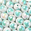 UV Plating Rainbow Iridescent Acrylic Beads OACR-F004-09F-1