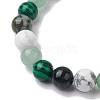 8.5mm Round Natural Moss Agate & Howlite & Natural Green Aventurine & Synthetic Malachite Bead Stretch Bracelets for Women BJEW-JB10944-04-3