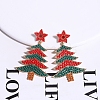 Christmas Trees with Star Alloy Dangle Stud Earrings for Women EJEW-Z078-03A-1