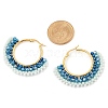 304 Stainless Steel & Bohemian Beaded Fan Hoop Earrings for Women EJEW-R001-01G-01-3