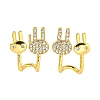 Rack Plating Rabbit Brass Micro Pave Clear Cubic Zirconia Stud Earrings EJEW-B061-06G-1