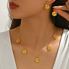 Brass Flower Pendant Necklace & Stud Earrings Set for Women BA0764-4