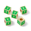 Rack Plating Brass Enamel Beads KK-B060-04G-02Y-3