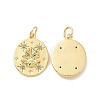 Oval with Shell Pattern Brass Micro Pave Cubic Zirconia Pendants KK-G435-10G-1