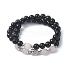 Natural Black Onyx Beaded Warp Bracelets for Women BJEW-TA00422-4