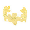 Flower Rack Plating Brass Open Cuff Bangles for Women BJEW-P322-05G-2