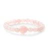 Fashionable Heart & Round Natural Rose Quartz Beaded Stretch Bracelets for Women Men EN4450-6-1