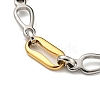 Ion Plating(IP) Two Tone 201 Stainless Steel Oval & Teardrop Link Chain Bracelet BJEW-B078-15GP-2