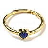 Heart Natural Lapis Lazuli Adjustable Rings RJEW-Q818-02G-03-3