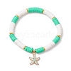 4Pcs Flat Round Handmade Polymer Clay Beads Beaded Stretch Bracelets for Women BJEW-TA00582-3