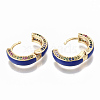 Brass Micro Pave Colorful Cubic Zirconia Huggie Hoop Earrings EJEW-S209-03B-4