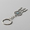 Woven Net/Web with Feather Alloy & Resin Pendant Keychain KEYC-WH0029-71AS-3