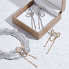 ANATTASOUL 2 Pairs 2 Style Crystal Rhinestone Bowknot Dangle Stud Earrings EJEW-AN0002-31-7