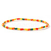 Summer Theme Glass Seed Bead & Brass Beads Stretch Bracelets MU3980-5-1