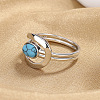 Oval Brass with Synthetic Turquoise Finger Rings FS-WG5DC9A-03-3