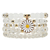 Bohemian Glass & Plastic Beads Strertch Bracelets & Sunflower Zinc Alloy Enamel Charm Bracelets FS-WG4AF45-01-1