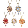 Flower Handmade Seed Beads & AB Color Glass Beaded Pendant Necklaces NJEW-MZ00084-2