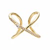 Real 18K Gold Plated Brass Criss Cross Cuff Ring RJEW-S045-130-NF-2
