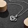 304 Stainless Steel Crystal Rhinestone Heart Pendant Cable Chain Necklaces for Women NJEW-Z056-01B-P-1