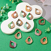 14Pcs 7 Colors Opaque Resin and Walnut Wood Pendants RESI-TA0005-11-6