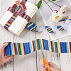 2Rolls 2 Styles Stripe Pattern Printed Polyester Grosgrain Ribbon OCOR-TA0001-37G-5