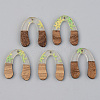 Transparent Resin & Walnut Wood Pendants RESI-S389-058B-D01-1